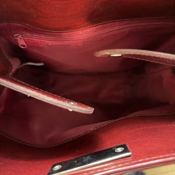 Burgundy Shoulder Bag with Silver Accent - Picture 8 of 8